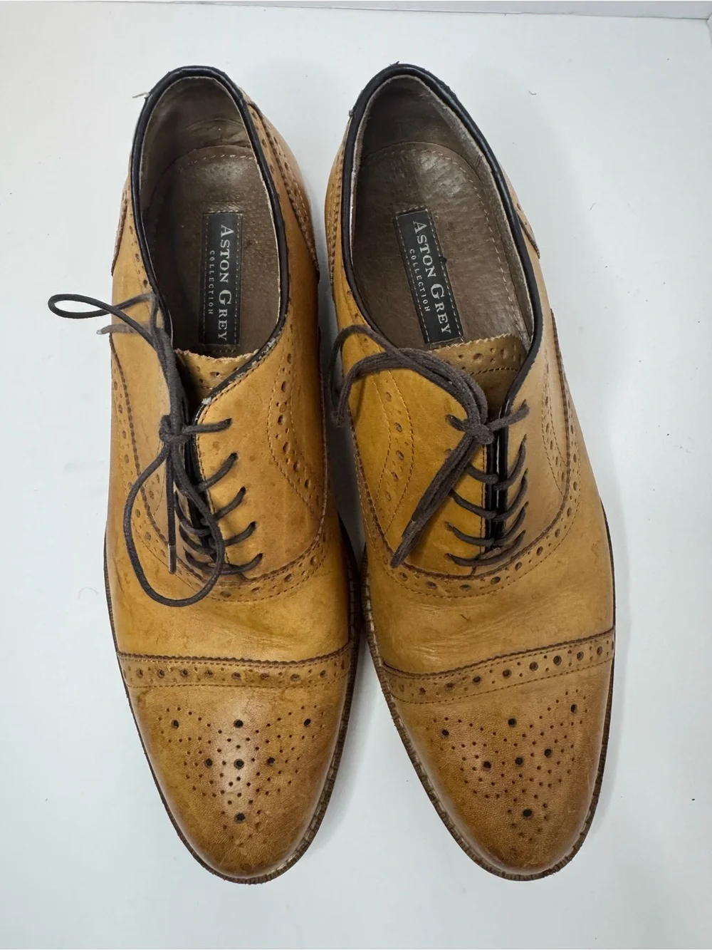 Aston Grey Kobe Brown Leather Oxford Brogues Men's Size 10